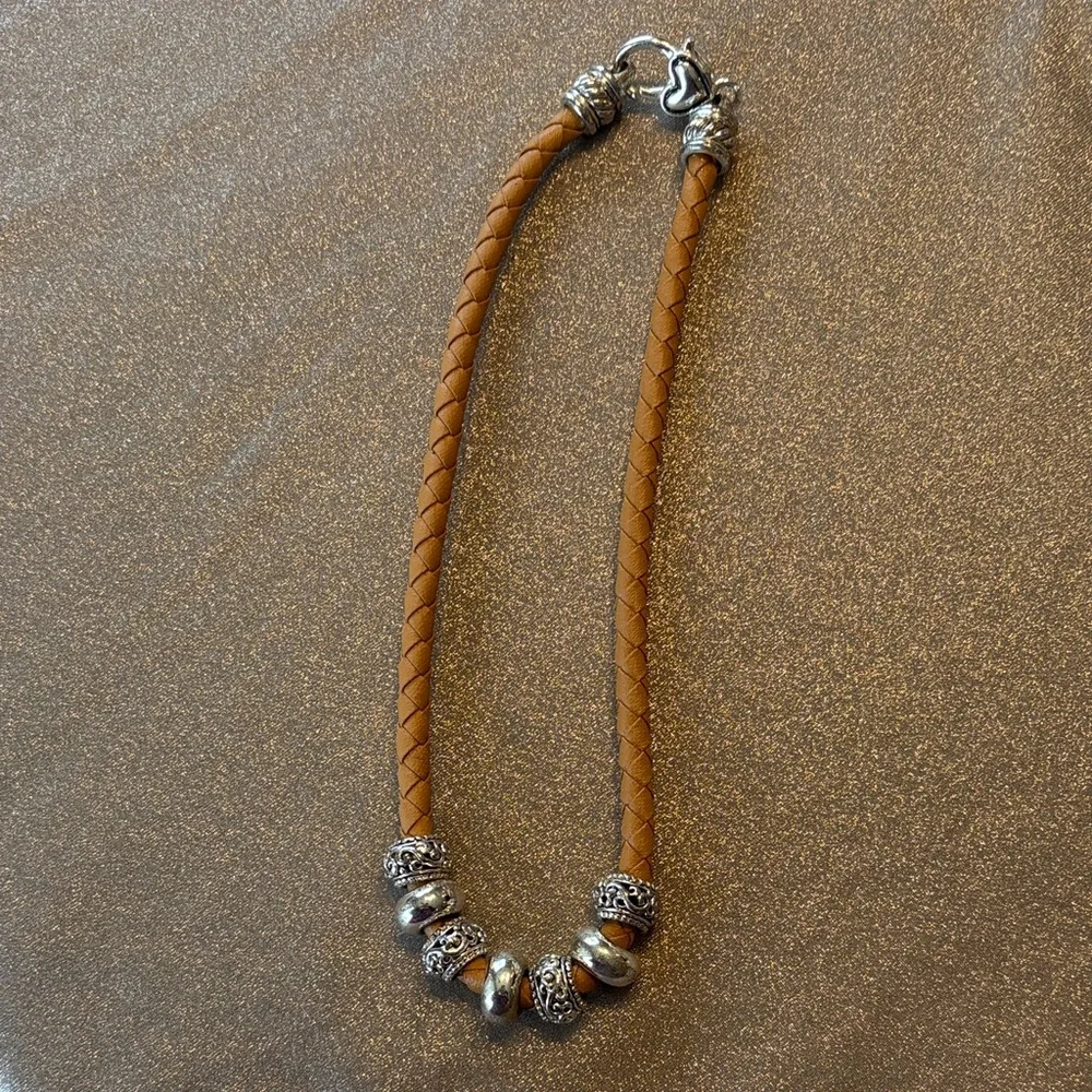 Brighton Tan and Silver Braided Necklace - Picture 1 of 4